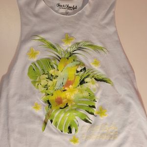 Ladies Tank Top Chic & Cheerful Tropical Paradise , very thin and cool